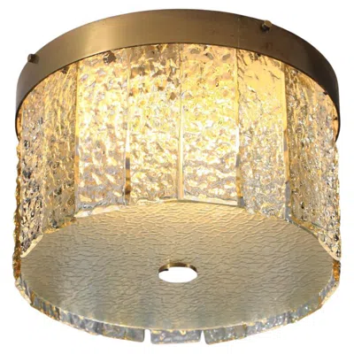 Pre-owned Angelo Lelii Italian Ceiling Light By Angelo Lelli For Arredoluce Glass Plate In Sand