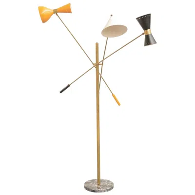 Pre-owned Angelo Lelii Italian Floor Lamp In The Style Of Angelo Lelli Pendulum In Sand