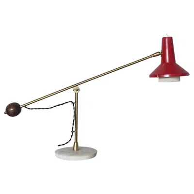 Pre-owned Angelo Lelii Italian Midcentury Marble Based Brass Designer Table Lamp, 1950s, Italy In Transparent