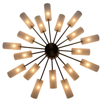 Pre-owned Angelo Lelii Large Sputnik Chandelier, Brass And Frosted Glass, 1950s Italy In Sand