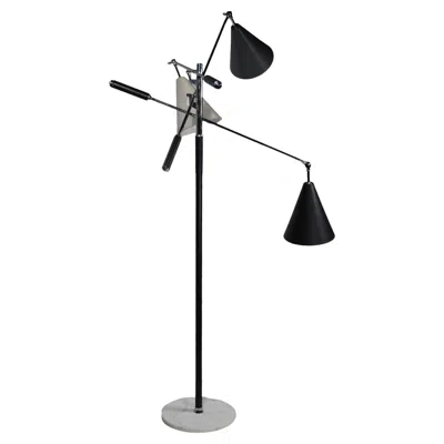 Pre-owned Angelo Lelii Mid Century Triennale Floor Lamp Made In Italy Att. Leila For Arredoluce 1950's In Black
