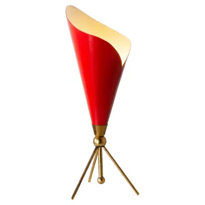 Pre-owned Angelo Lelii Mid-century 1959 Vintage  Red Brass Aluminium Table Lamp