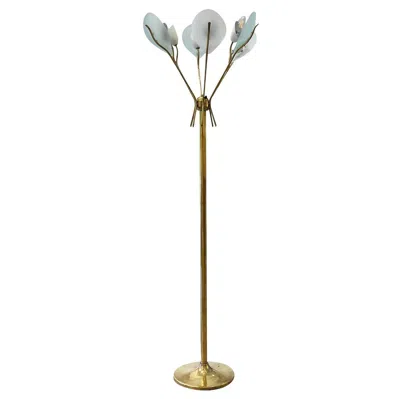 Pre-owned Angelo Lelii Mid-century Modern Floor Lamp By , Polished Brass, Italy In Gold