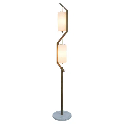 Pre-owned Angelo Lelii Mod.257 Floor Lamp Brass Opaline Glass, Arredoluce, 1959 In Sand