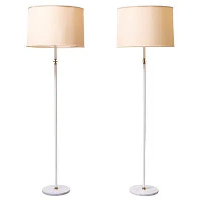 Pre-owned Angelo Lelii Pair Floor Lamp By Angelo Lelli For Arredoluce 1950s In Sand