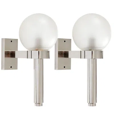 Pre-owned Angelo Lelii Pair Of Polished Nickel Wall Lights By Angelo Lelli For Arredoluce In Transparent