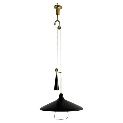 Pre-owned Angelo Lelii Pendant Lamp With Counterweight Model 12126 For Arredoluce In Black