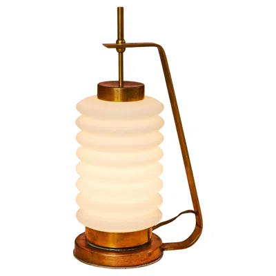 Pre-owned Angelo Lelii Pleated Glass Table Lamp Design By , For Arredoluce, Italy In Orange
