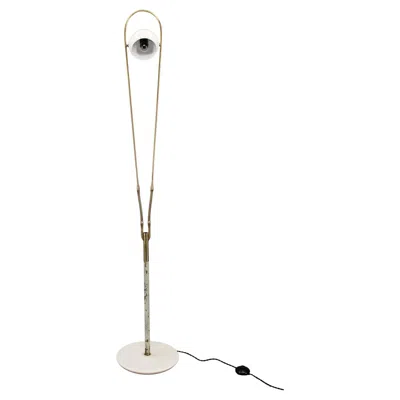 Pre-owned Angelo Lelii Rare  Adjustable Italian Marble And Brass Floor Lamp, 1952 In Sand