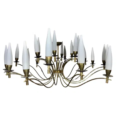 Pre-owned Angelo Lelii Rare Monumental 15 Arm  / Arredoluce Italian Chandelier 51" Diameter In Transparent
