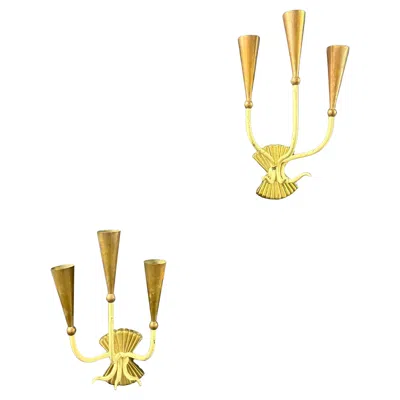 Pre-owned Angelo Lelii Rare Pair Of  Sconces In Sand