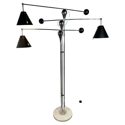 Pre-owned Angelo Lelii Rare Version Arredoluce Triennale Mod. 14028 /  , Lampada Da Terra In Black