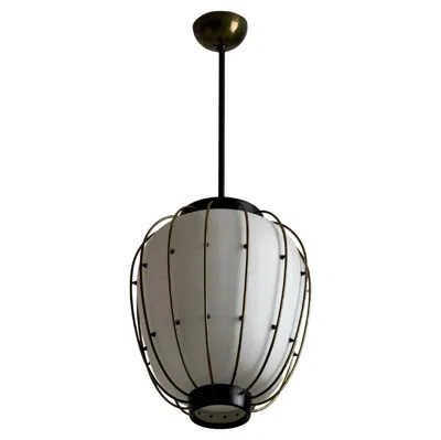 Pre-owned Angelo Lelii Sculptural Italian Mid-century Pendant Lamp With Brass And Opaline Glass, 1950s In Transparent
