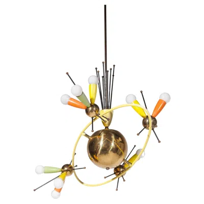 Pre-owned Angelo Lelii Space Age Fifties Brass Multicolored Chandelier Style Angelo Lelli, 1959 In Sand