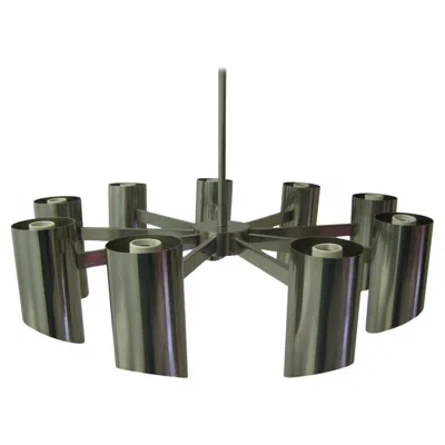 Pre-owned Angelo Lelii Stainless Steel Mid Century Modern Chandelier By Angelo Lelli For Arredoluce In Black