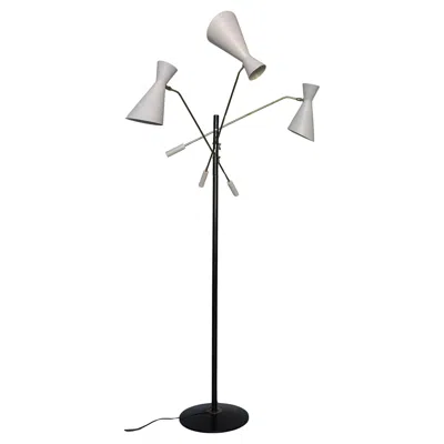 Pre-owned Angelo Lelii Triennale Floor Lamp With Three Off White Adjustable Shades, Italy 1950s