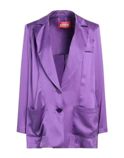 Angelo Marani Woman Suit Jacket Purple Size 12 Silk