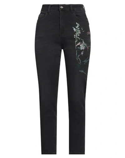 Angelo Marani Woman Jeans Black Size 4 Cotton, Polyester, Viscose, Elastane
