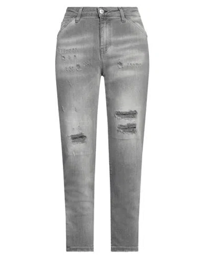 Angelo Marani Woman Jeans Grey Size 12 Cotton, Lyocell, Polyester, Elastane