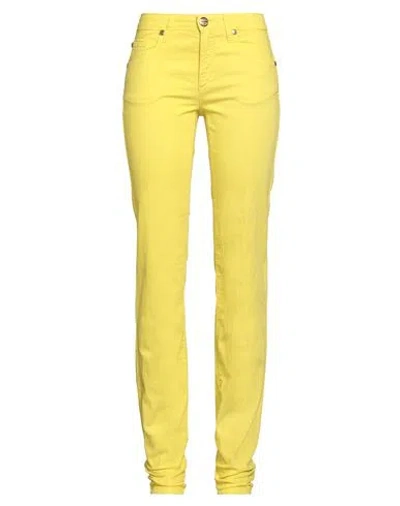 Angelo Marani Woman Jeans Yellow Size 8 Cotton, Polyester