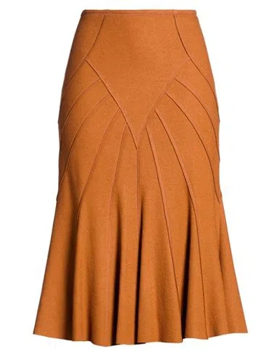 Angelo Marani Woman Midi Skirt Orange Size 10 Virgin Wool In Brown