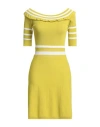 Angelo Marani Woman Mini Dress Lime Green Size 4 Viscose, Polyamide In Green