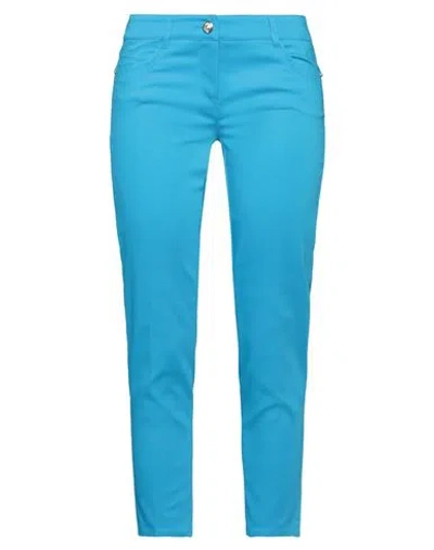 Angelo Marani Woman Pants Azure Size 4 Cotton, Polyamide, Elastane In Blue