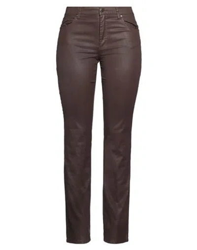 Angelo Marani Woman Pants Dark Brown Size 10 Cotton, Elastane