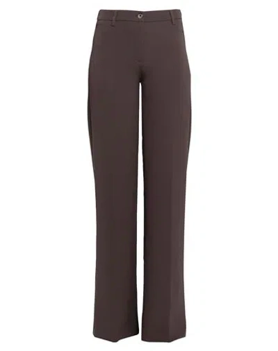 Angelo Marani Woman Pants Dark Brown Size 4 Polyester, Elastane