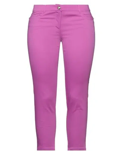 Angelo Marani Woman Pants Mauve Size 14 Cotton, Polyamide, Elastane In Purple