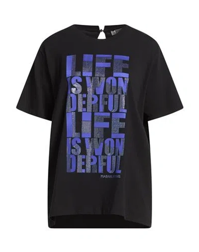 Angelo Marani Woman T-shirt Black Size 14 Cotton, Elastane