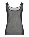 Angelo Marani Woman Tank Top Black Size 4 Viscose, Polyester In Black