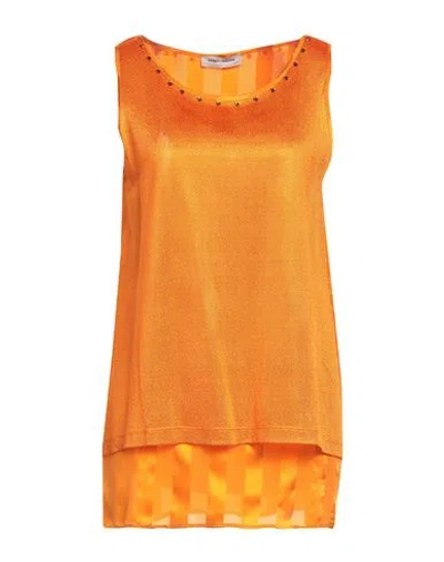 Angelo Marani Woman Top Orange Size L Viscose, Silk
