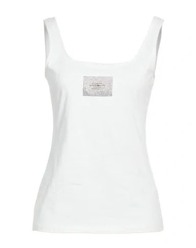 Angelo Marani Woman Top White Size 12 Cotton, Elastane