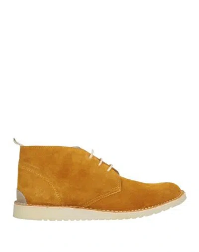Angelo Nardelli Man Ankle Boots Mustard Size 12 Soft Leather In Brown