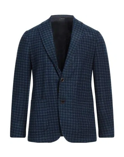 Angelo Nardelli Man Blazer Navy Size 40 Acrylic, Virgin Wool, Polyester In Navy Blue