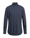 Angelo Nardelli Man Shirt Navy Blue Size 17 Cotton In Navy Blue