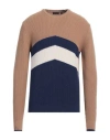 Angelo Nardelli Man Sweater Camel Size 40 Merino Wool, Viscose, Polyamide, Cashmere In Beige