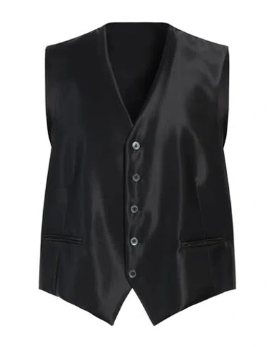 Angelo Nardelli Man Tailored Vest Black Size 46 Virgin Wool, Silk