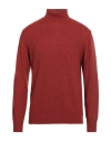 Angelo Nardelli Man Turtleneck Brick Size 48 Merino Wool, Viscose, Polyamide, Cashmere In Red