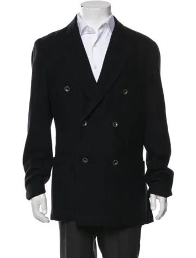 Pre-owned Angelo Nardelli Virgin Wool Peacoat In Black