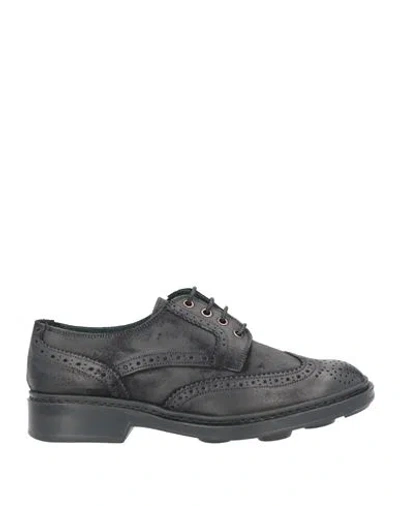 Angelo Pallotta Man Lace-up Shoes Navy Size 8 Soft Leather In Navy Blue