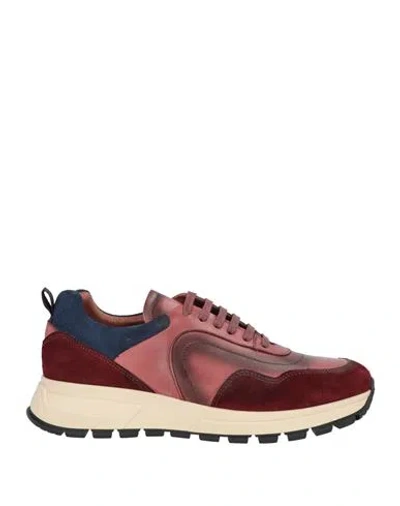 Angelo Pallotta Man Sneakers Burgundy Size 13 Soft Leather In Red