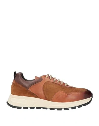 Angelo Pallotta Man Sneakers Tan Size 13 Soft Leather In Brown