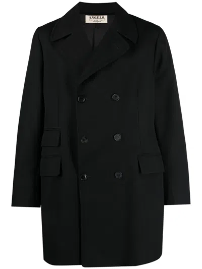 Pre-owned A.n.g.e.l.o. Vintage Cult 1970 Double-breasted Wool Coat In Black