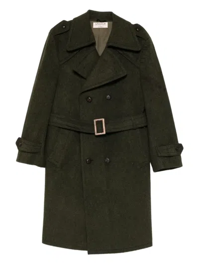 Pre-owned A.n.g.e.l.o. Vintage Cult 1970s Belted Double-breasted Coat In Green
