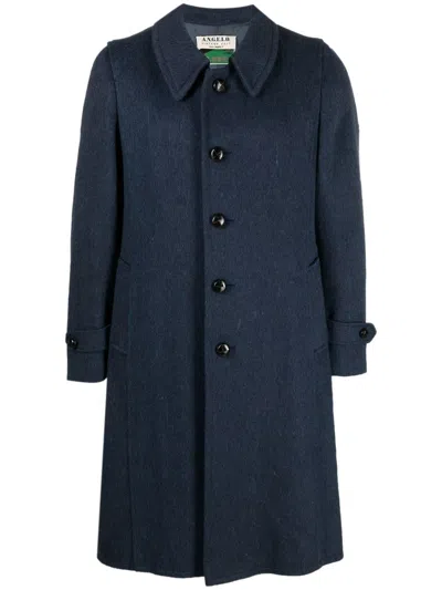 Pre-owned A.n.g.e.l.o. Vintage Cult 1970s Buttoned Wool Coat In Blue