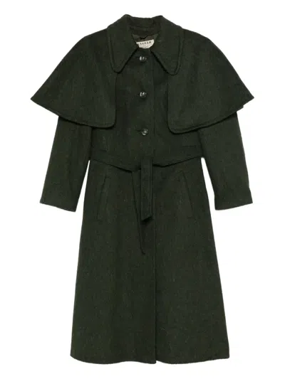 Pre-owned A.n.g.e.l.o. Vintage Cult 1970s Cape-design Belted Coat In Green