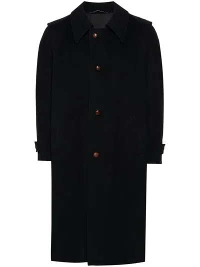 Pre-owned A.n.g.e.l.o. Vintage Cult 1970s Double-breasted Virgin Wool Coat In Blue