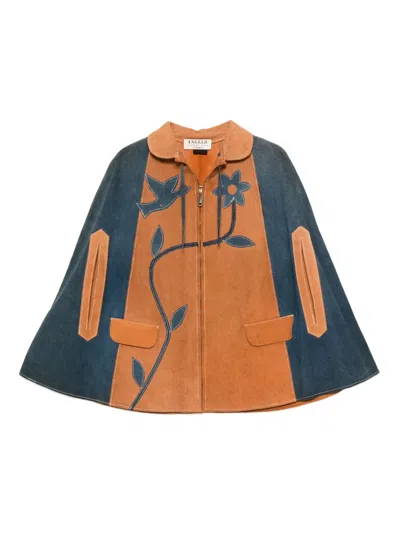 Pre-owned A.n.g.e.l.o. Vintage Cult 花卉贴花斗篷（1970年代典藏款） In Orange